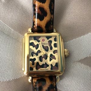 Michele deco leopard watch